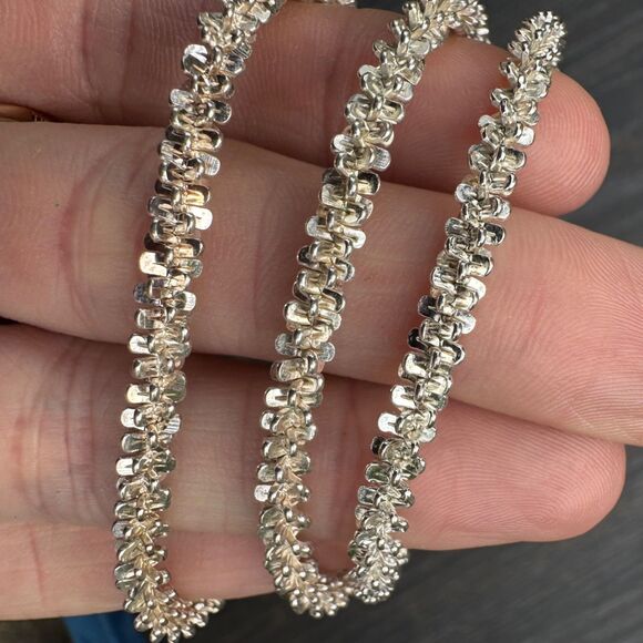 MILOR Sterling Silver Diamond Cut Margarita Chain 15" Necklace & 7" Bracelets - Picture 4 of 16